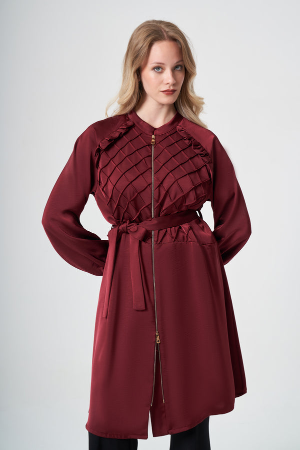 Fermuarlı Saten Gömlek Kap