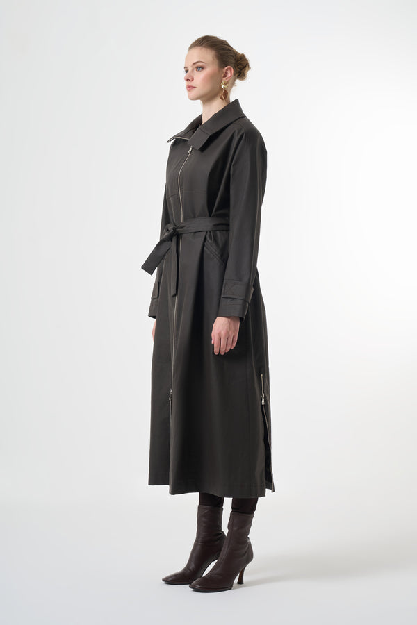 Fermuar Detaylı Pardesü