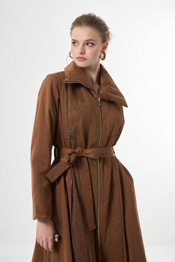 Fermuar Detaylı Pardesü