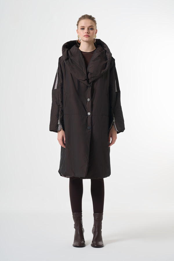 Şerit Detaylı Şişme Mont