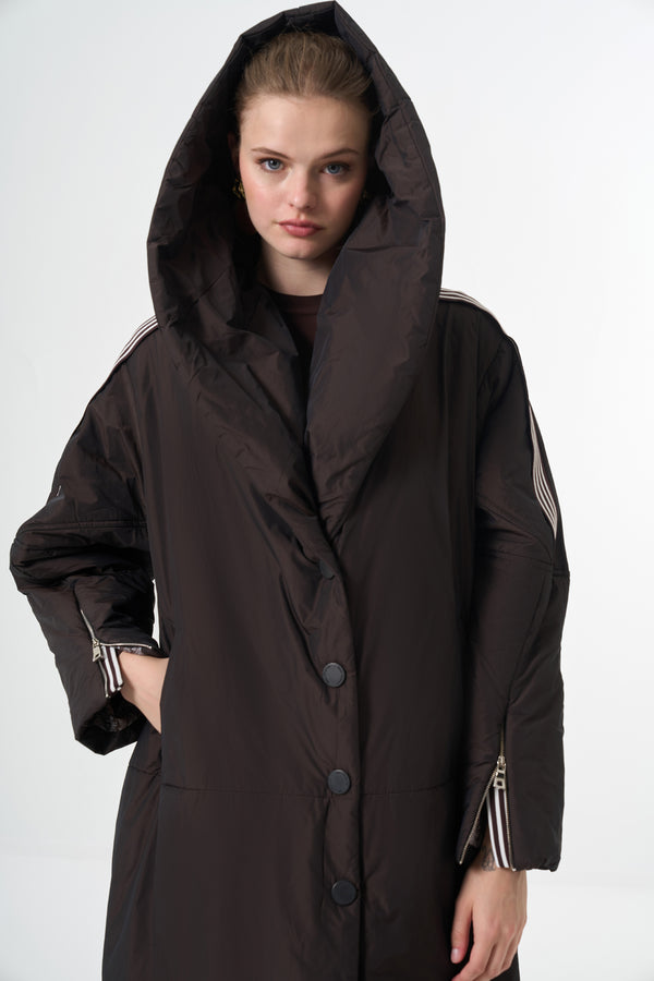 Şerit Detaylı Şişme Mont