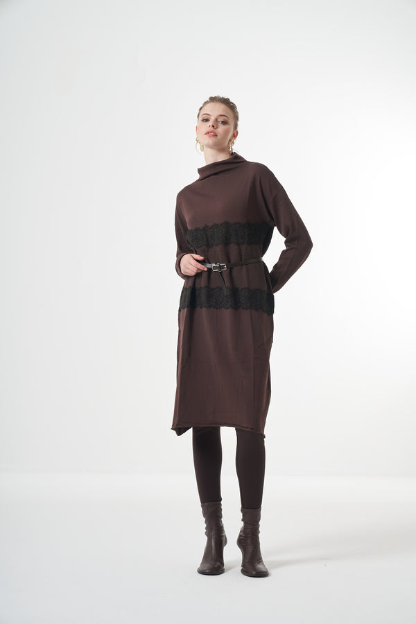 Triko Dantel Detaylı Tunik