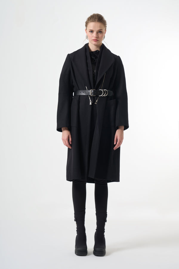 Fermuar Detaylı Kaşe Kaban