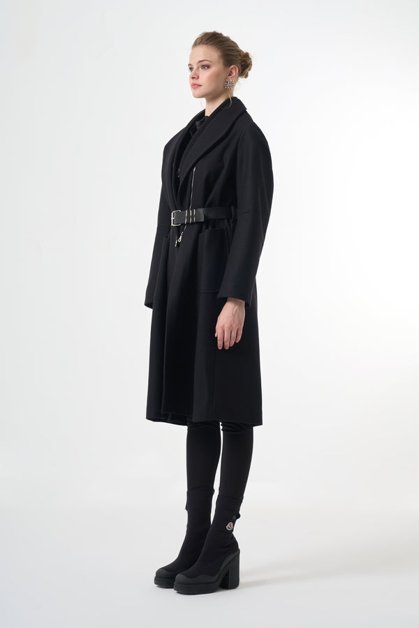 Fermuar Detaylı Kaşe Kaban