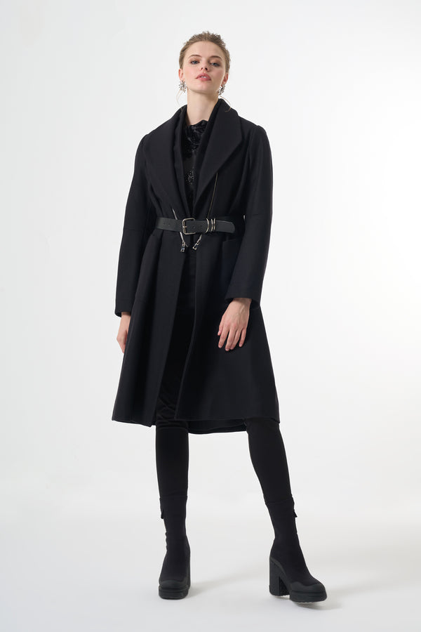 Fermuar Detaylı Kaşe Kaban