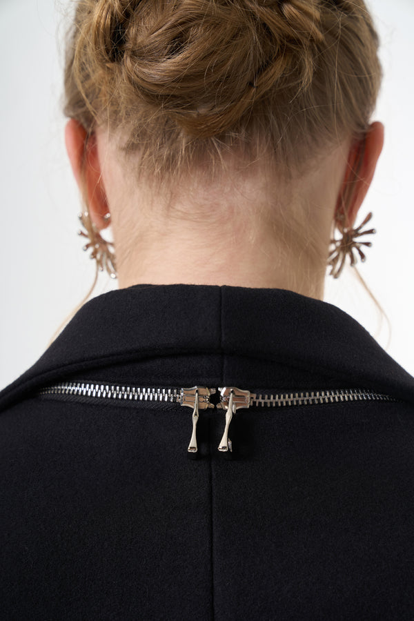 Fermuar Detaylı Kaşe Kaban