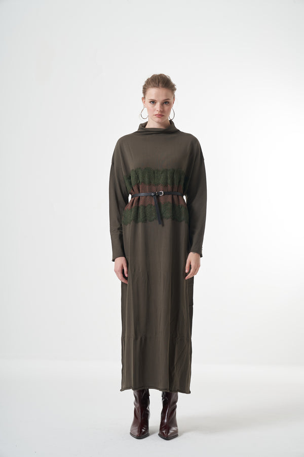 Triko Dantel Detaylı Elbise