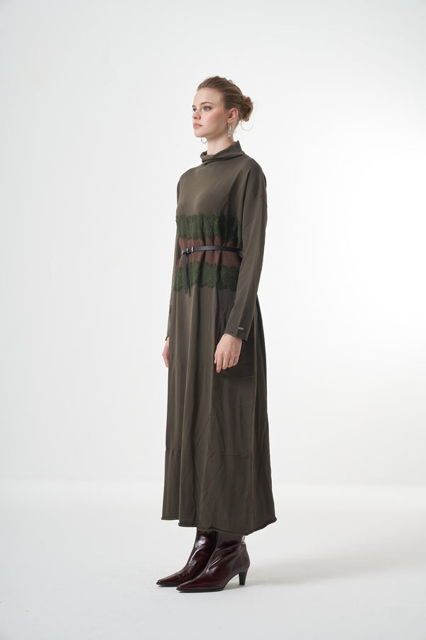 Triko Dantel Detaylı Elbise