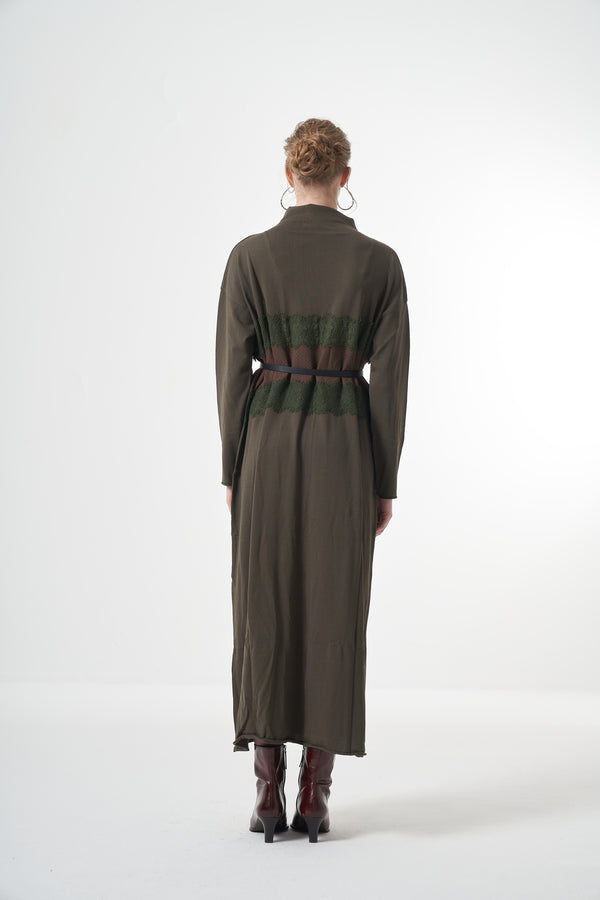 Triko Dantel Detaylı Elbise