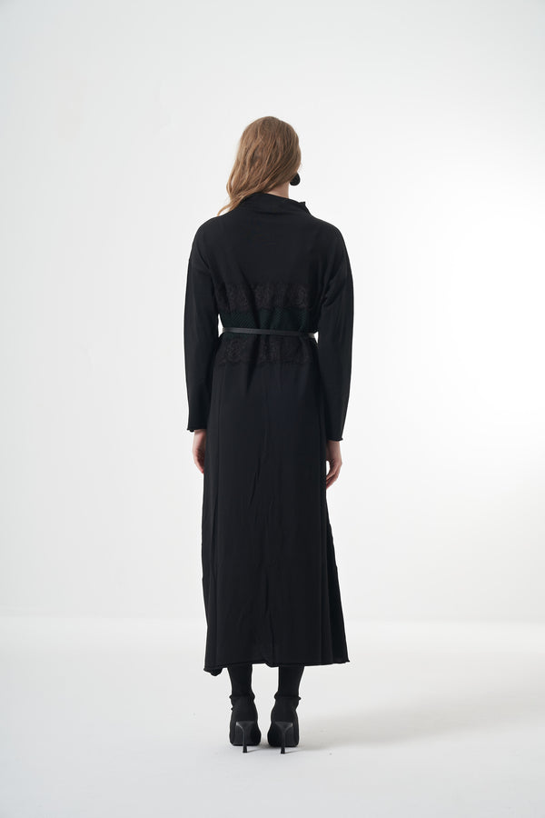 Triko Dantel Detaylı Elbise