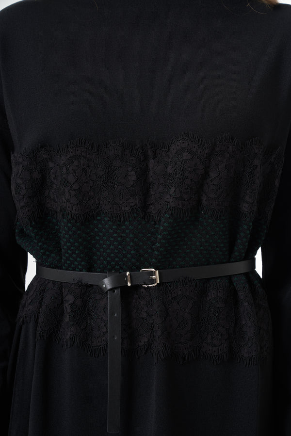 Triko Dantel Detaylı Elbise