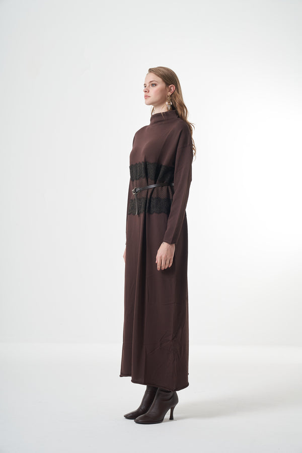 Triko Dantel Detaylı Elbise