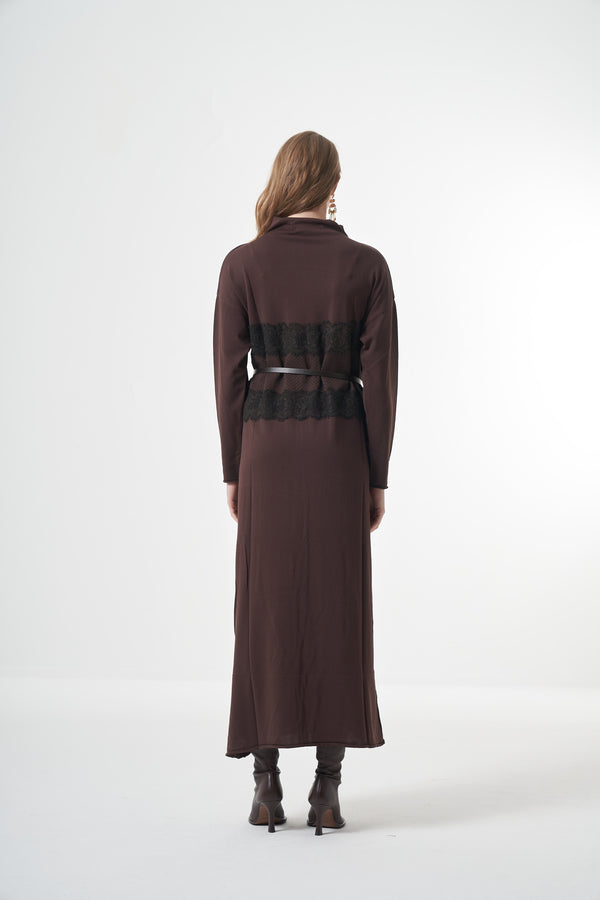 Triko Dantel Detaylı Elbise