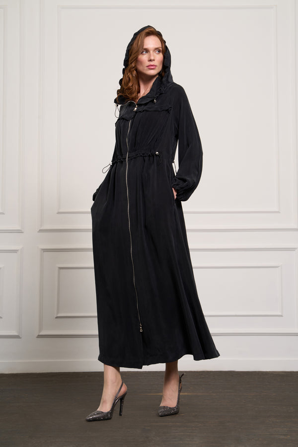 Beli Büzgülü Cupro Pardesü