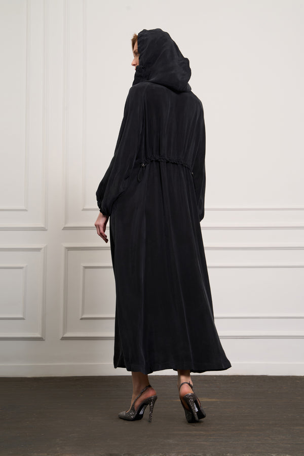 Beli Büzgülü Cupro Pardesü