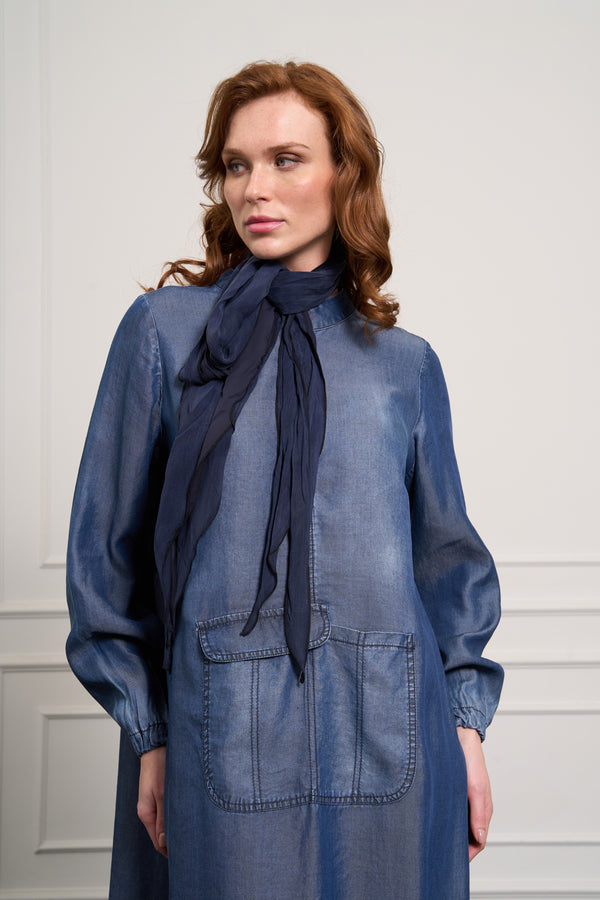 Cep Detaylı Tencel Elbise