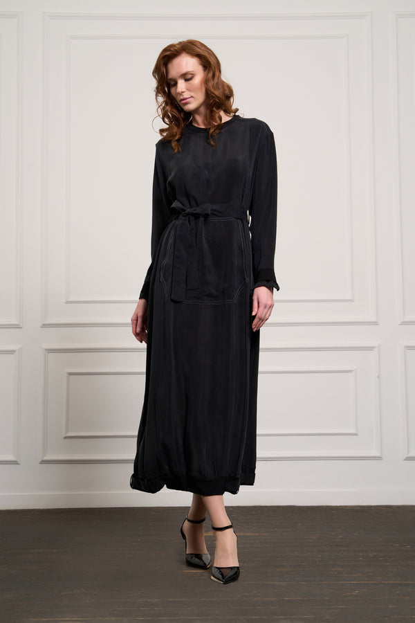 Cep Detaylı Cupro Elbise