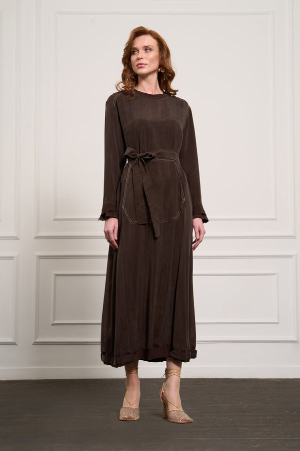 Cep Detaylı Cupro Elbise