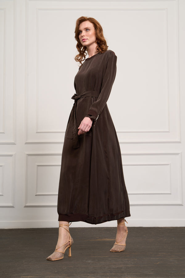 Cep Detaylı Cupro Elbise