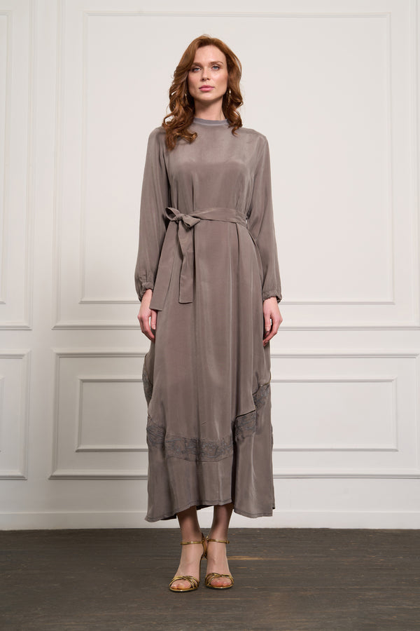 Nakış Detaylı Cupro Elbise