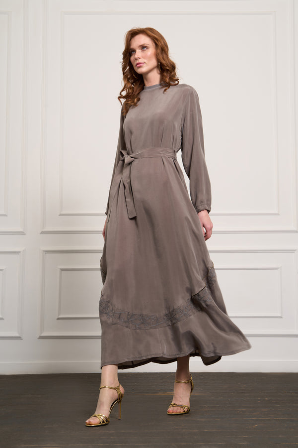 Nakış Detaylı Cupro Elbise