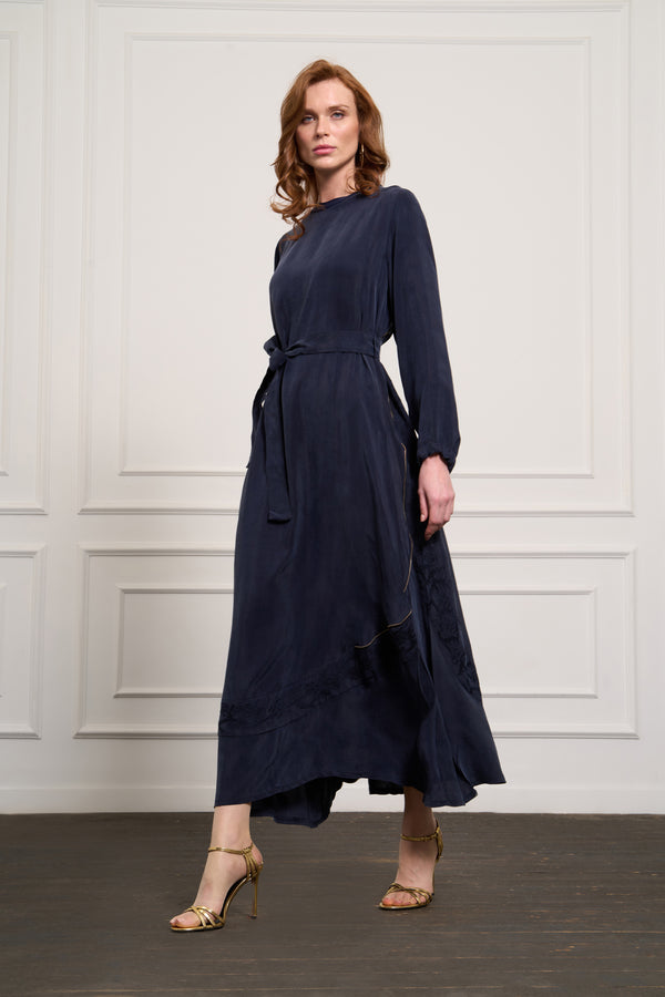 Nakış Detaylı Cupro Elbise