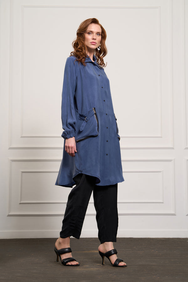 Cep Detaylı Cupro Gömlek