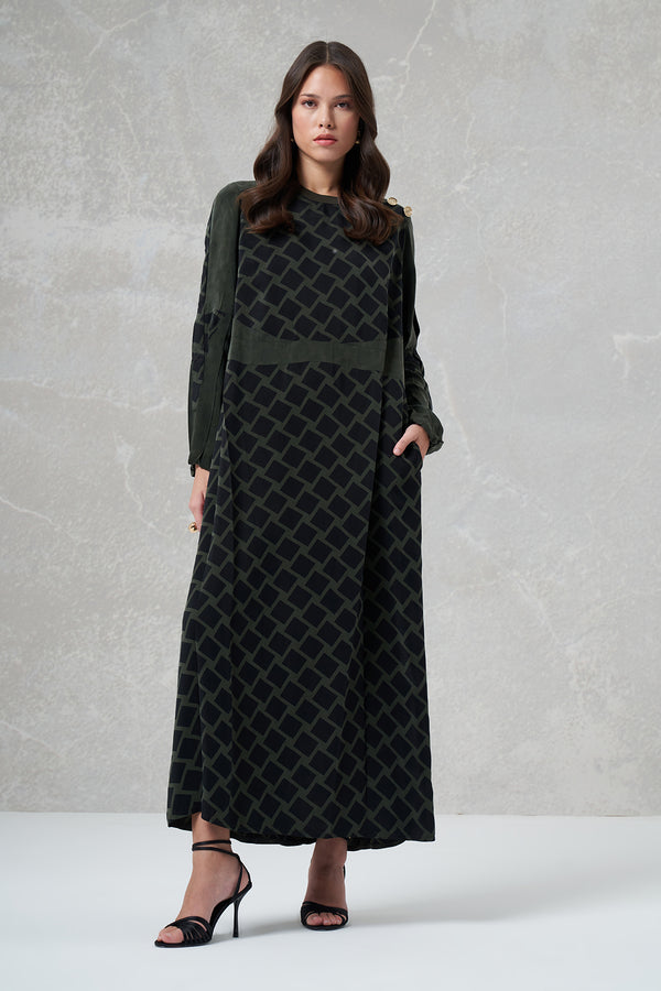 Desenli Cupro Elbise