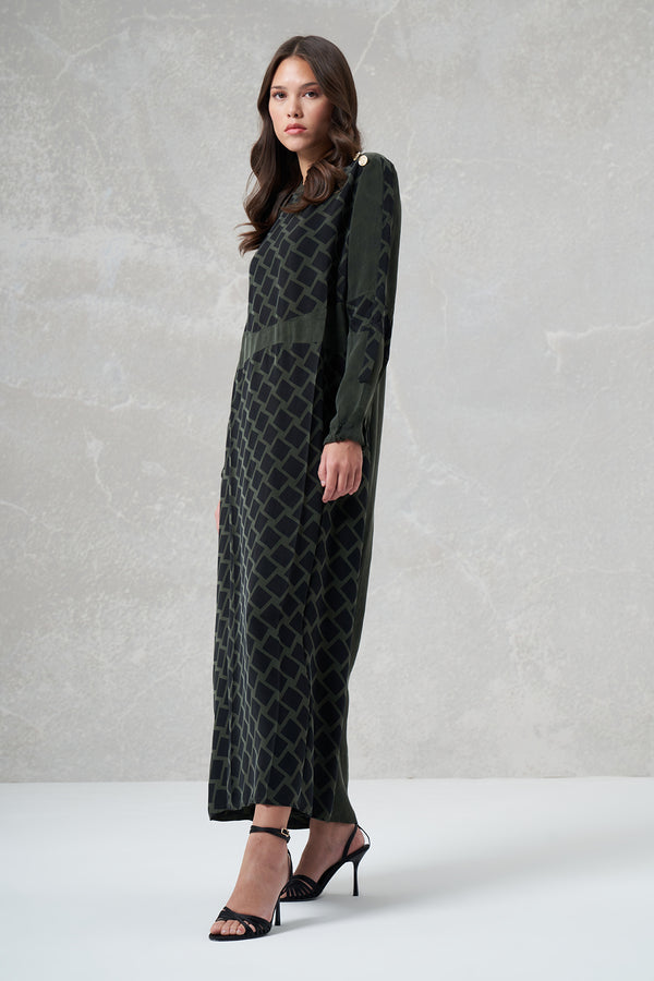 Desenli Cupro Elbise