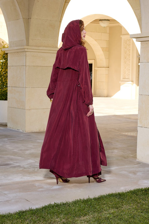 Nervür Detaylı Cupro Pardesü