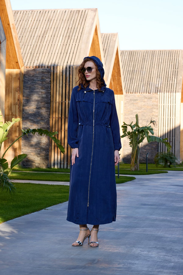 Beli Büzgülü Cupro Pardesü