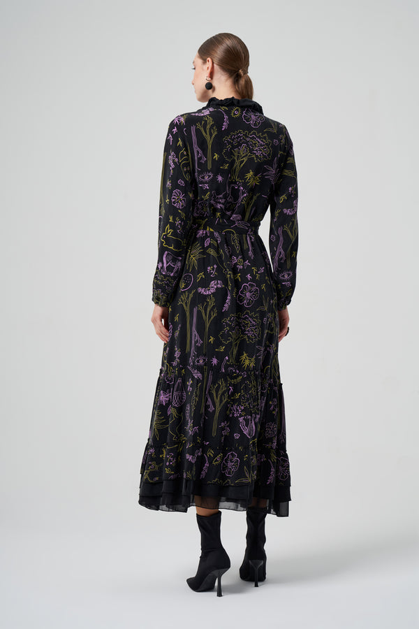 Desenli Cupro Elbise