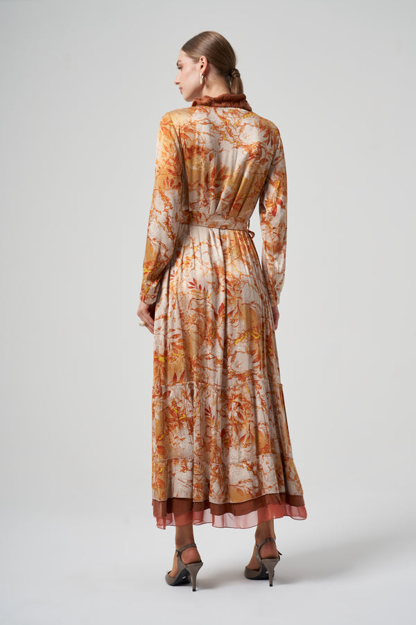 Desenli Cupro Elbise