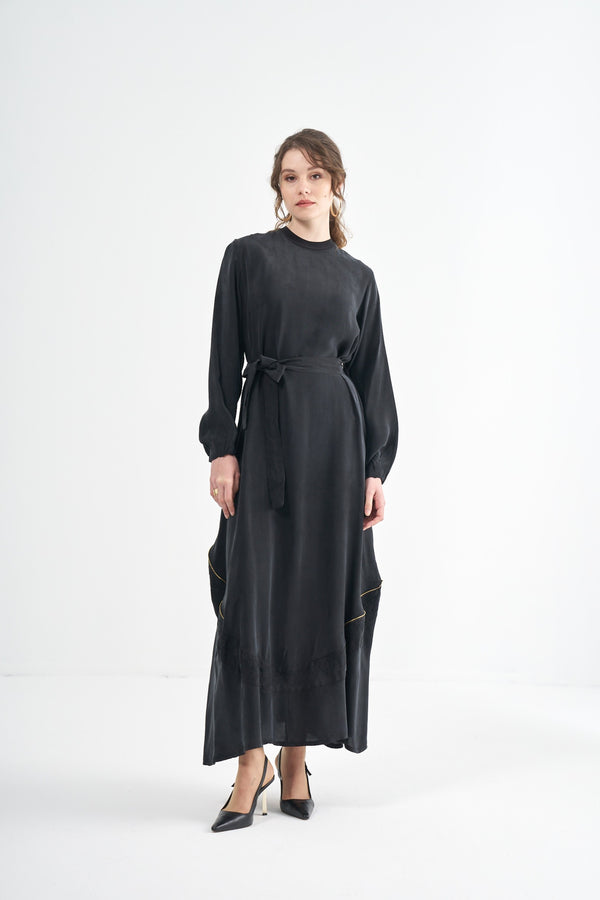 Nakış Detaylı Cupro Elbise