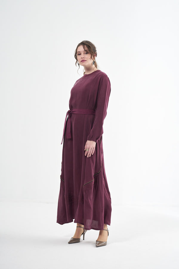 Nakış Detaylı Cupro Elbise