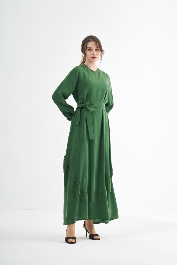 Nakış Detaylı Cupro Elbise