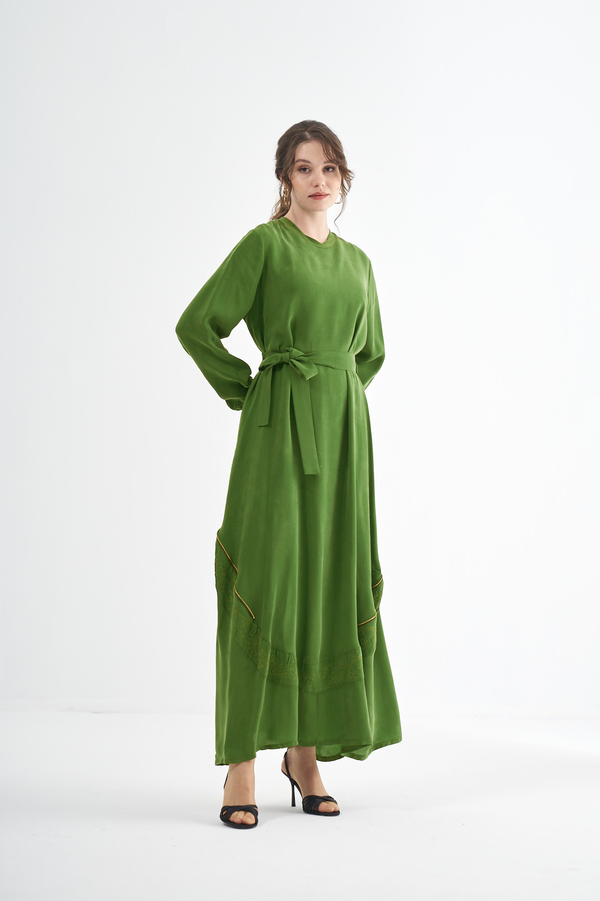 Nakış Detaylı Cupro Elbise