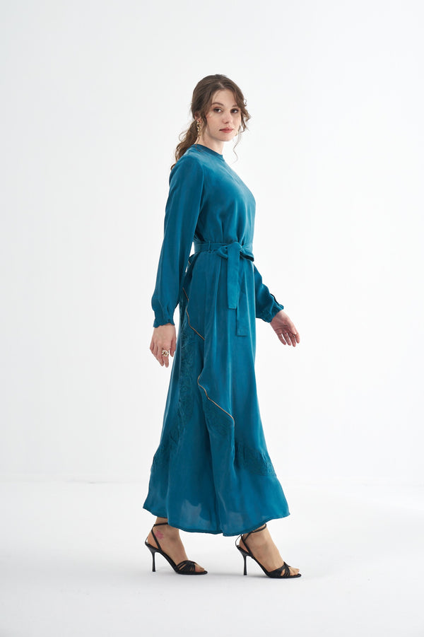 Nakış Detaylı Cupro Elbise