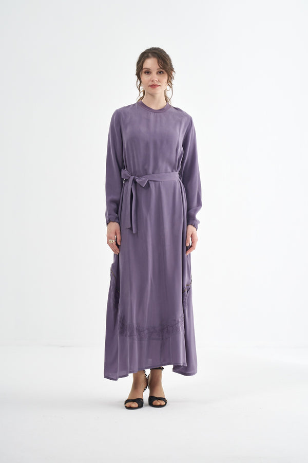 Nakış Detaylı Cupro Elbise