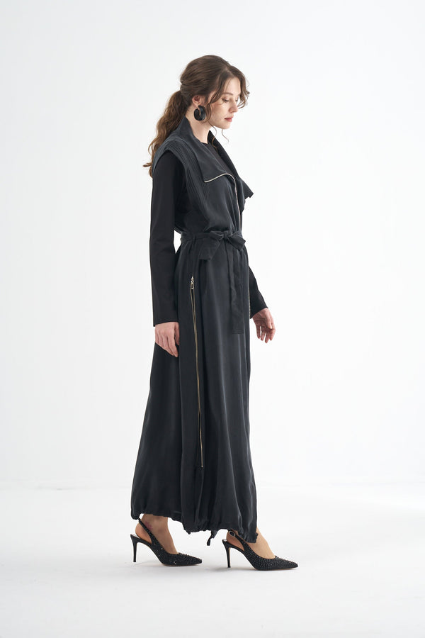 Kuşaklı Cupro Yelek