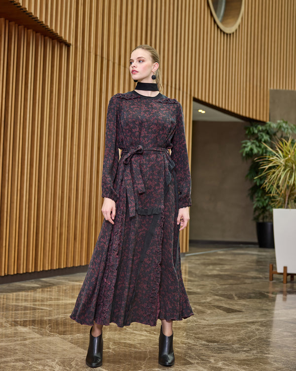 Desenli Cupro Elbise