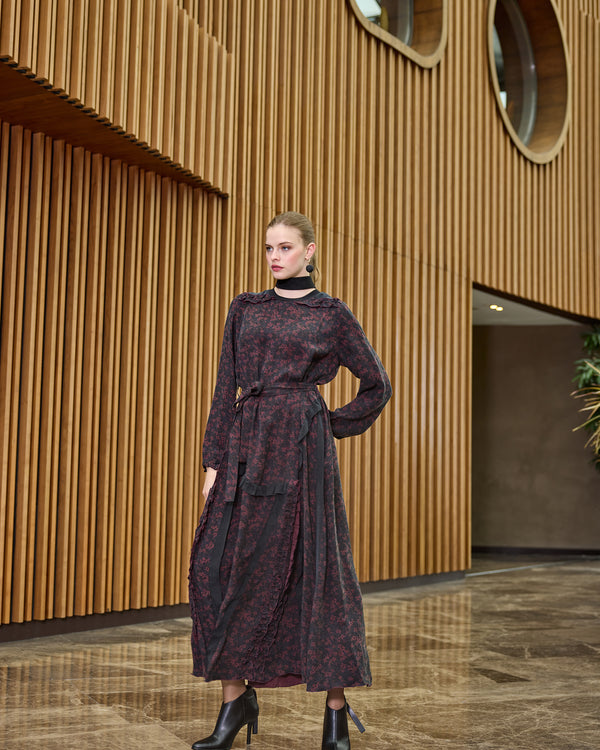 Desenli Cupro Elbise