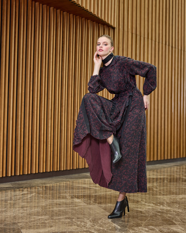 Desenli Cupro Elbise