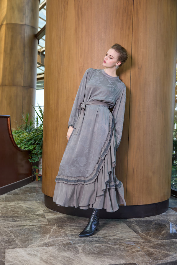 Cupro Dantel Detaylı Elbise