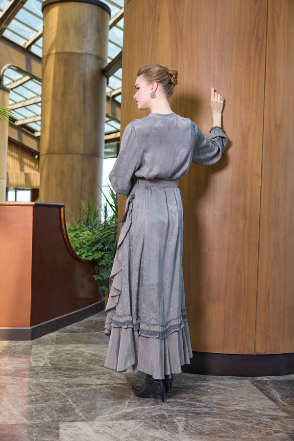 Cupro Dantel Detaylı Elbise