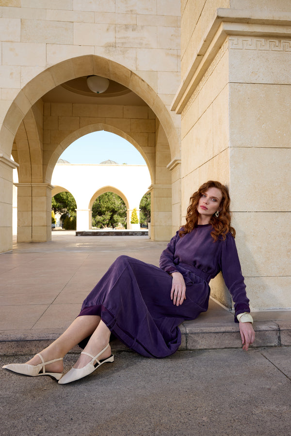 Cep Detaylı Cupro Elbise