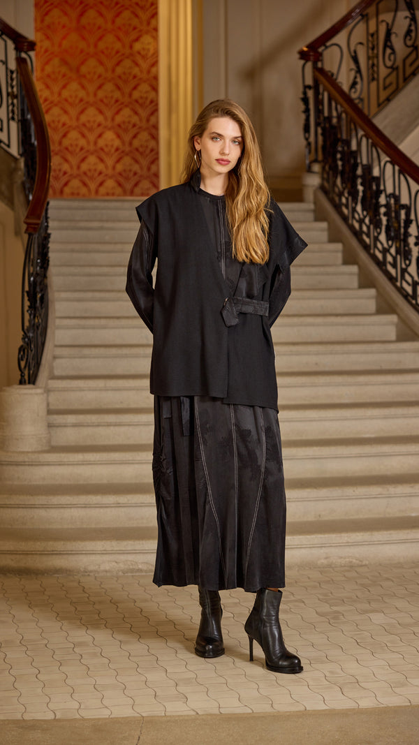 Keçe Yelekli Cupro Elbise