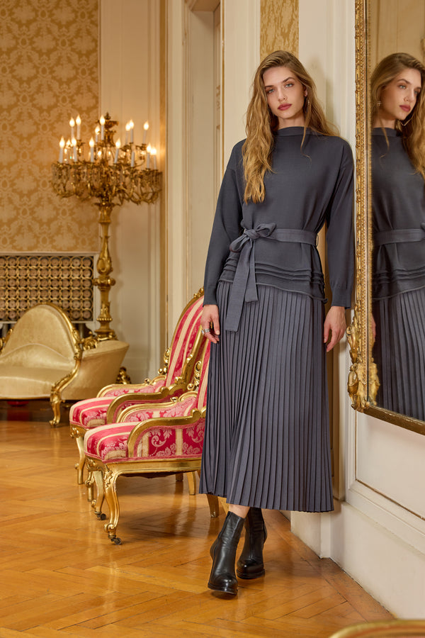 Pliseli Triko Elbise