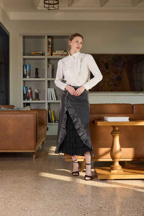 Güpür Detaylı Kot Etek