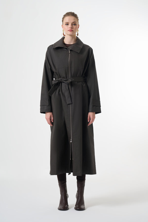 Fermuar Detaylı Pardesü